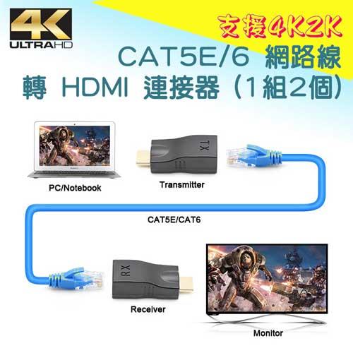 CAT5E/6 轉 HDMI公連接器4K2K(1組2入)