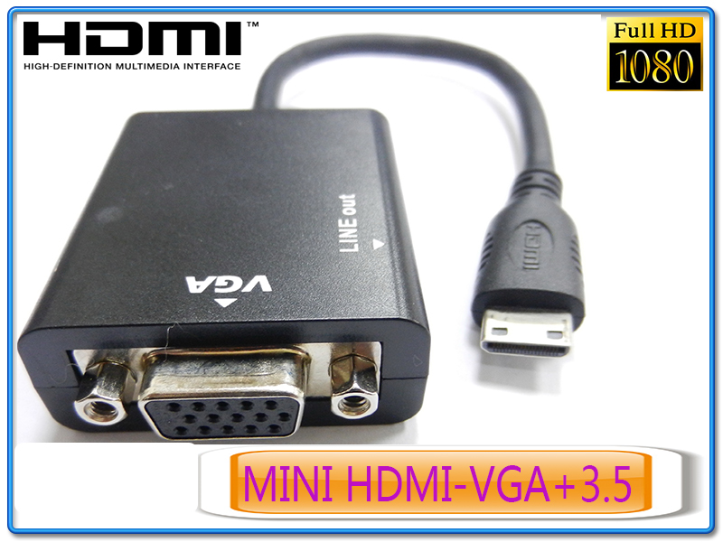 MINI HDMI轉VGA+3.5影音轉換線