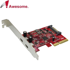 Awesome PCIe x4 2埠Type C USB 3.1 10Gbps擴充卡